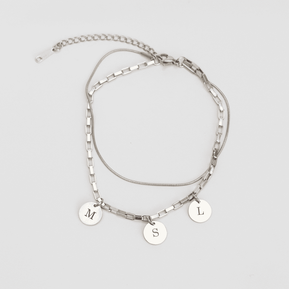 Anklet: Initials Double Layer Chain