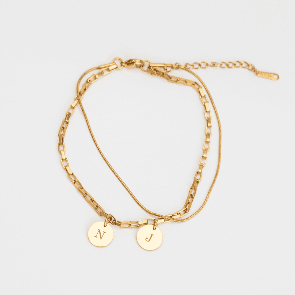 Anklet: Initials Double Layer Chain