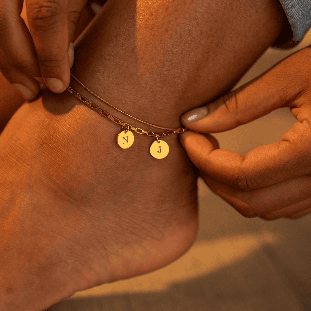 Anklet: Initials Double Layer Chain