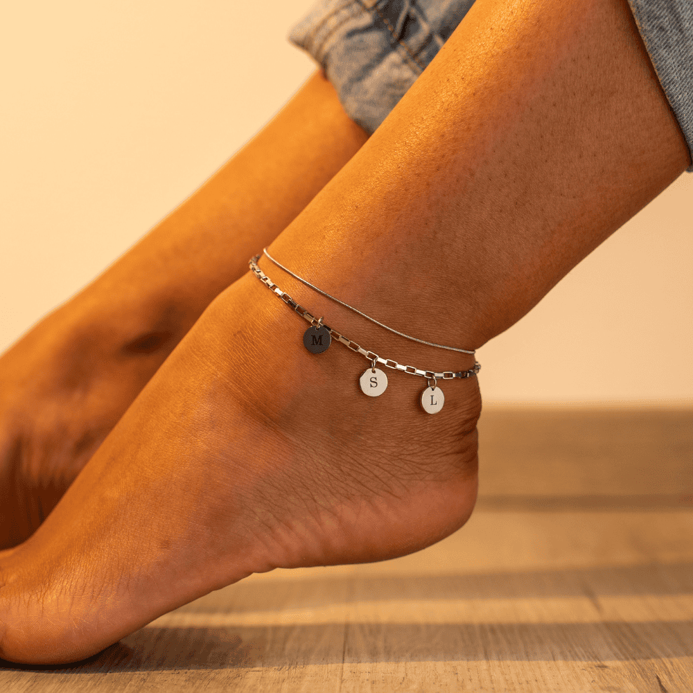 Anklet: Initials Double Layer Chain