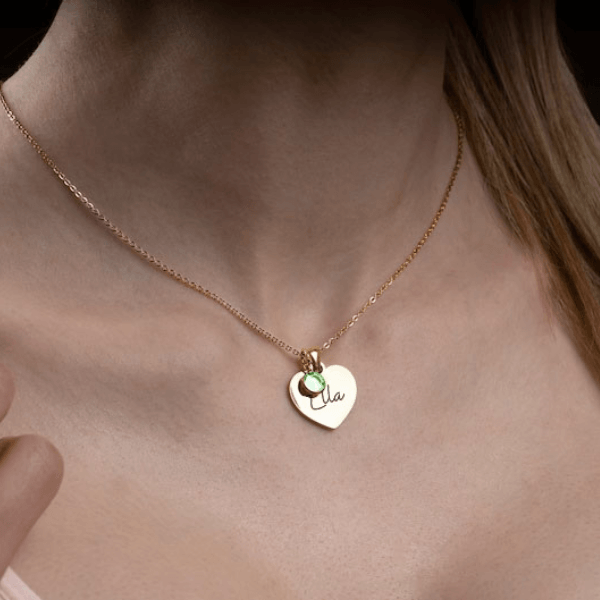Necklace: Heart Birthstone